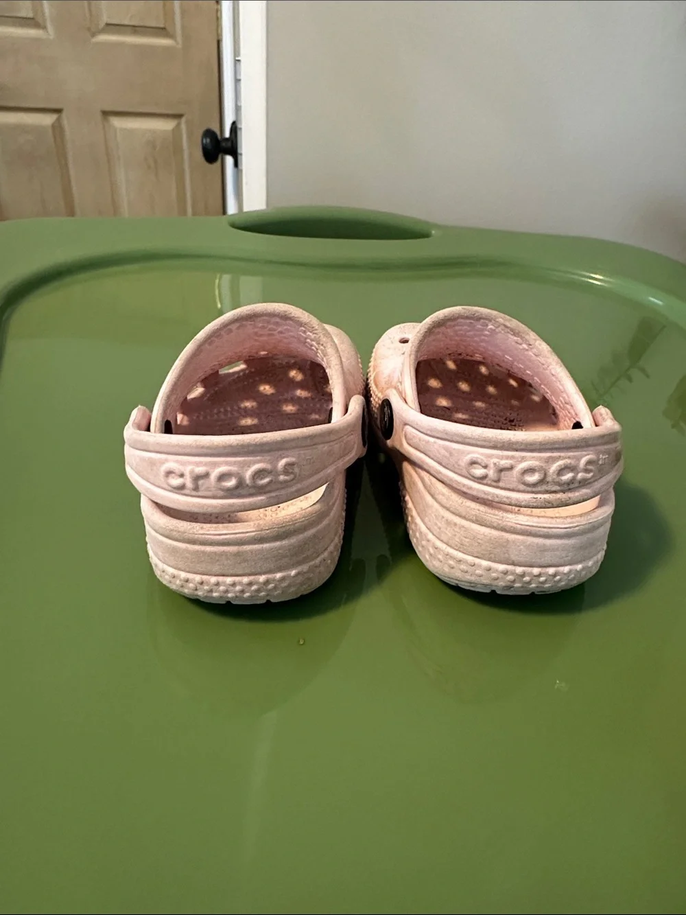 CROCS Kids Light Pink Classic Clog with Heel Strap
